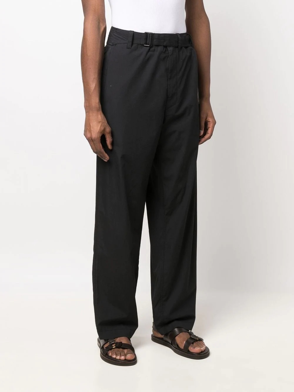 three-pocket belted straight-leg trousers - 3