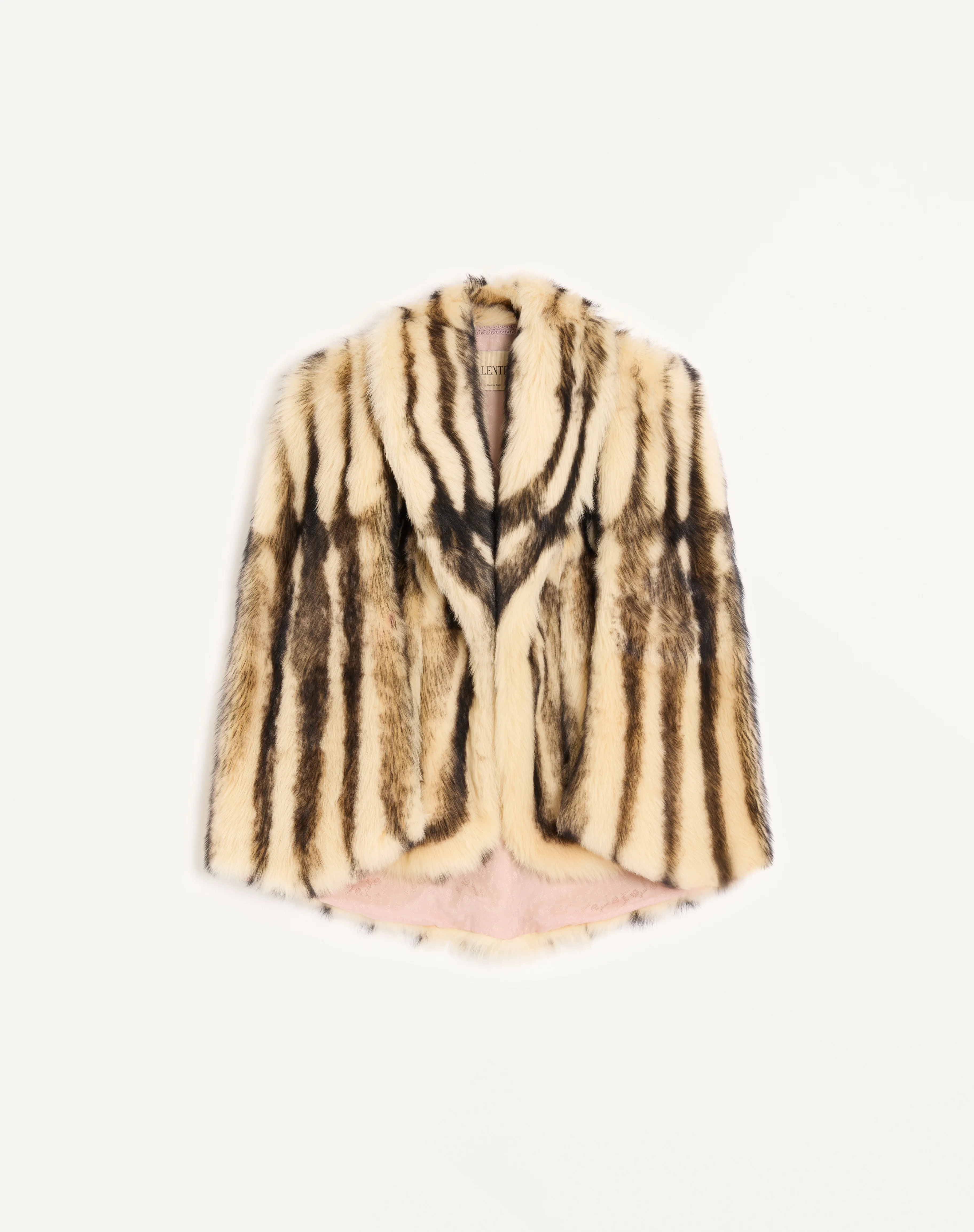 PRINTED SHEARLING CABAN COAT - 1
