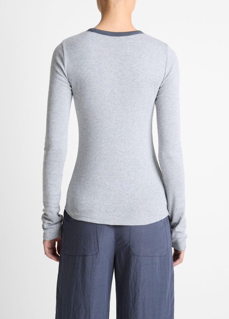 Vince Tipped Heathered Pima Cotton-Blend Long-Sleeve T-Shirt outlook