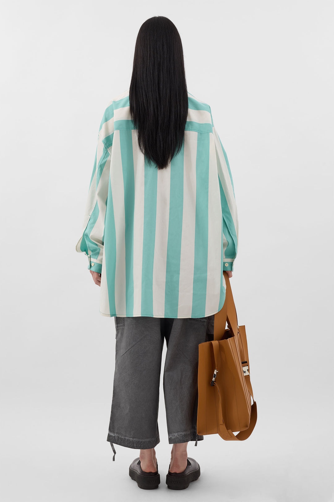 MEGA OVER SHIRT / off white & green stripes - 4