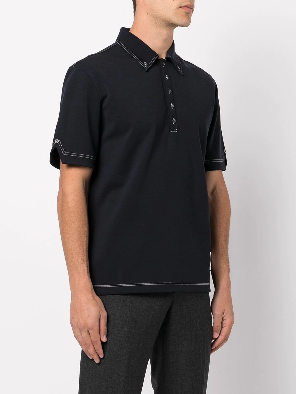 contrast-stitch polo shirt - 3