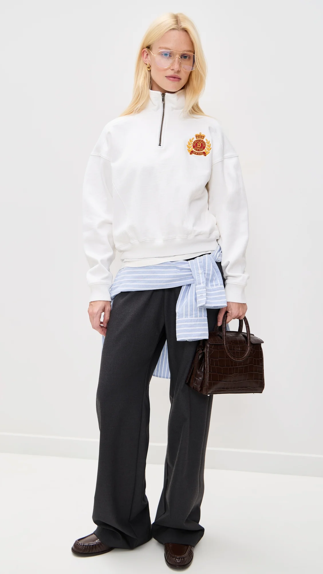 NY Crest Embroidered Quarter Zip - 1