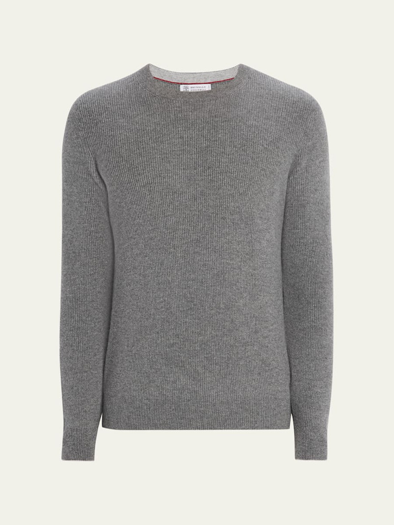 Men's Cashmere English Rib Crewneck Sweater 1