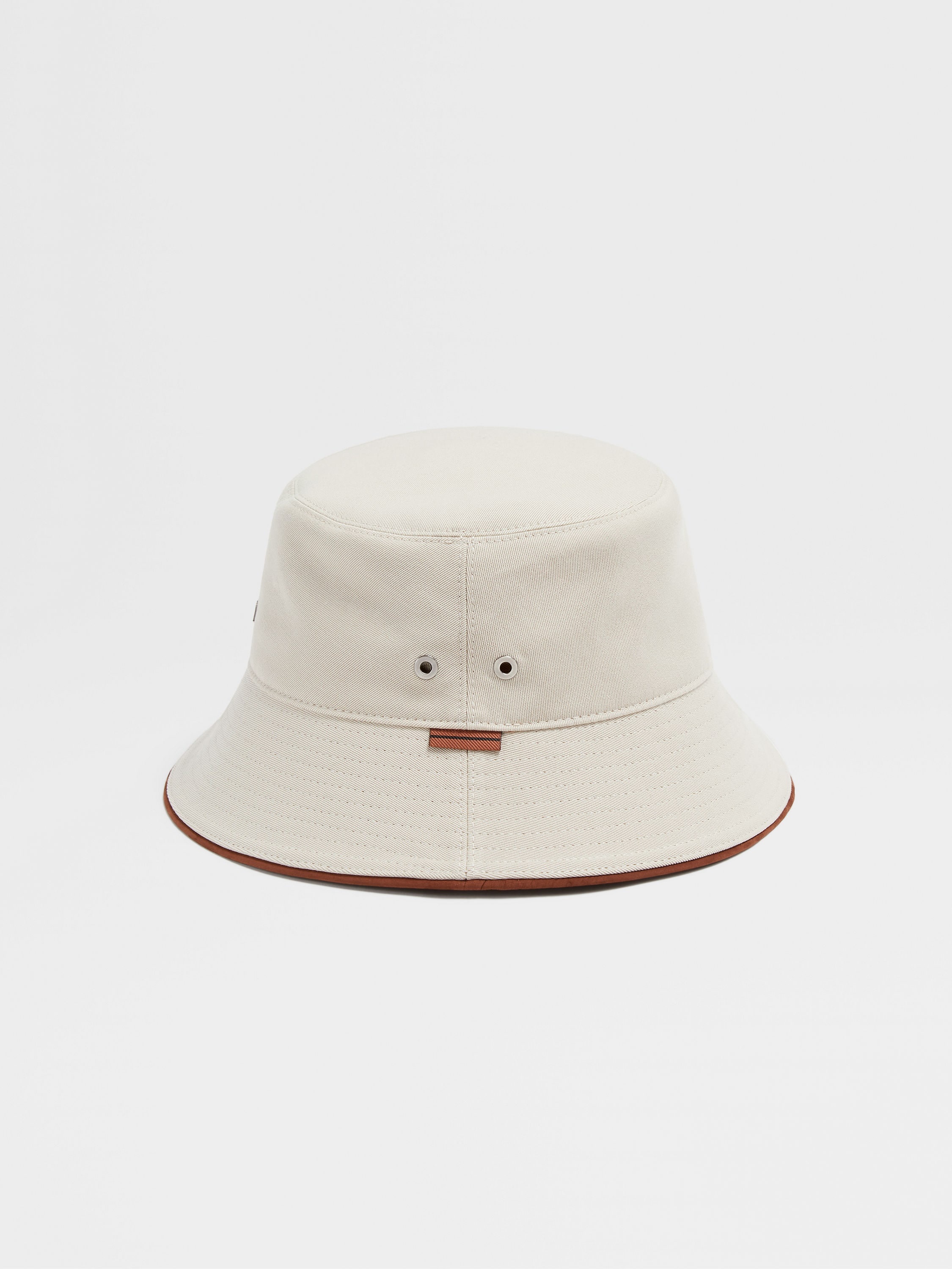 LIGHT BEIGE COTTON AND WOOL BUCKET HAT - 3