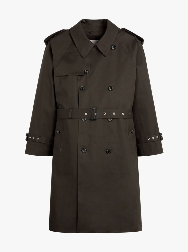 EARLSTON CHOCOLATE BONDED COTTON TRENCH COAT - 1