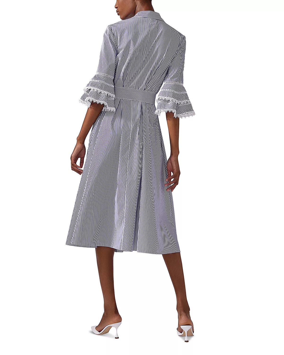 Tiered Ruffle Sleeve Cotton Shirt Dress - 3