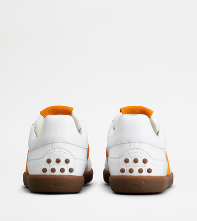 Tod's TOD'S TABS SNEAKERS IN SUEDE - WHITE, ORANGE outlook