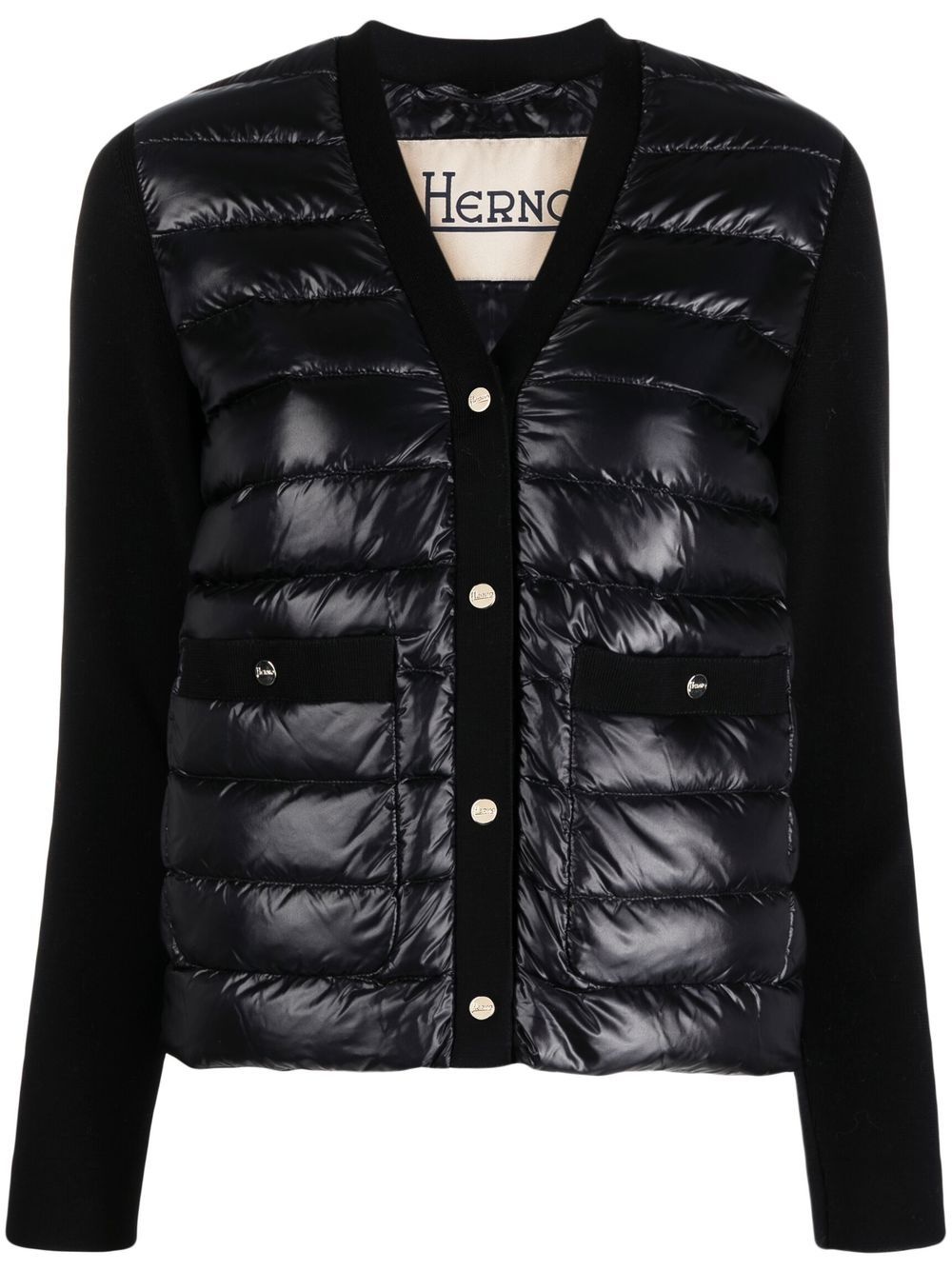 V-neck panelled padded jacket - 1