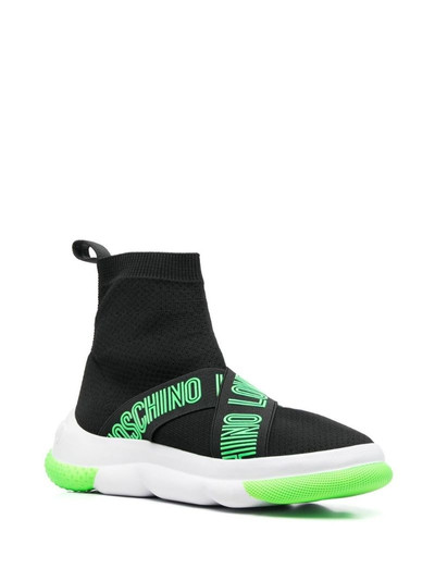 Moschino logo-strap high-top sneakers outlook