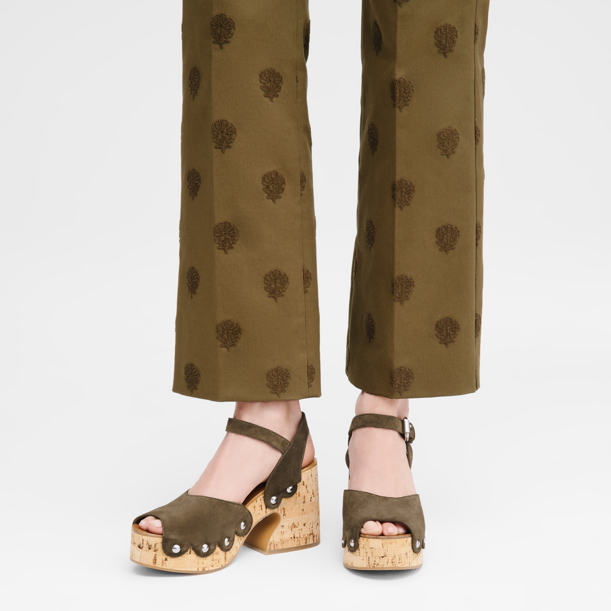 La Cigale Sandals Olive - Leather - 4