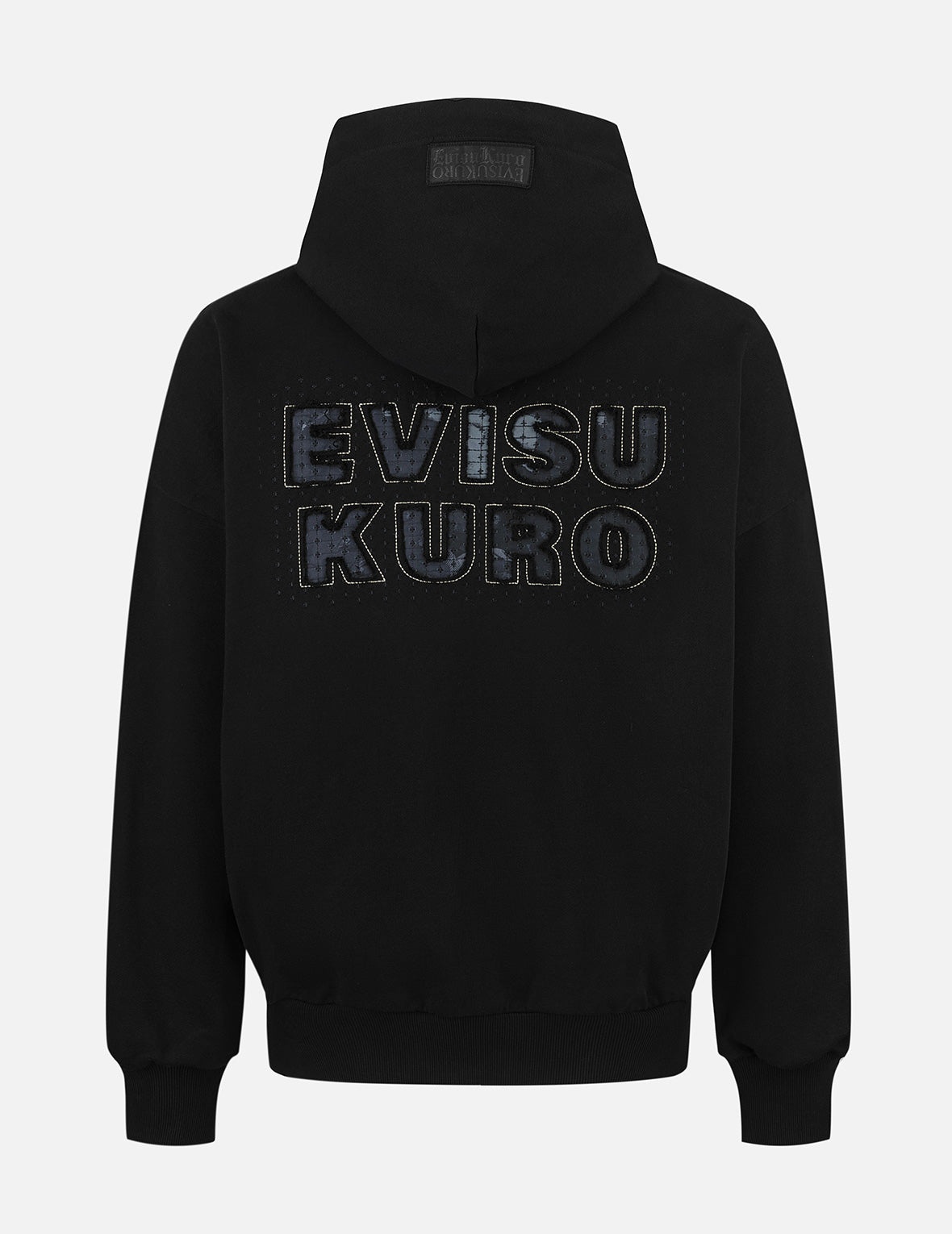 Sashiko Embroidery Appliqué and Seagull Print Oversized Hoodie - 2