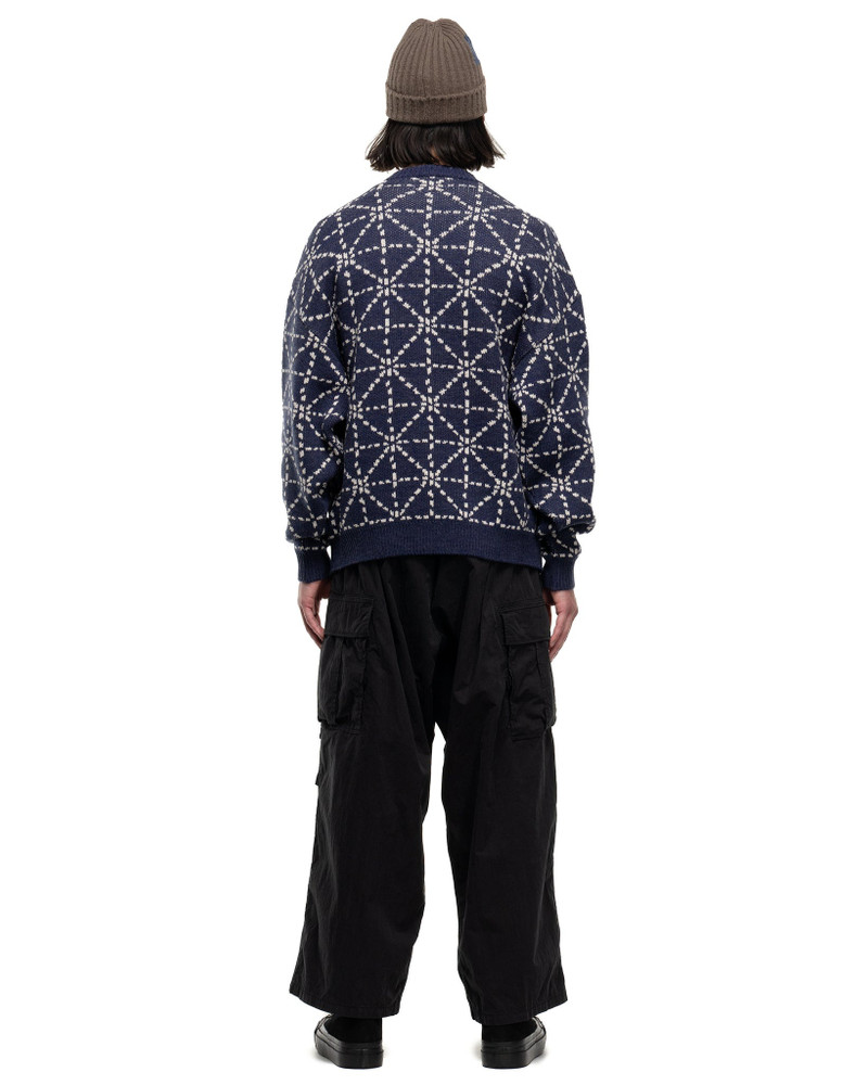 5G WOOL DOJO SASHIKO CREW SWEATER NAVY 3