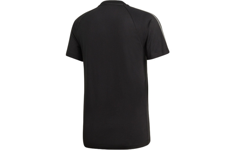 adidas adidas originals Stripe Logo Micro Mark Round Neck Casual Short Sleeve Black GK1963 outlook