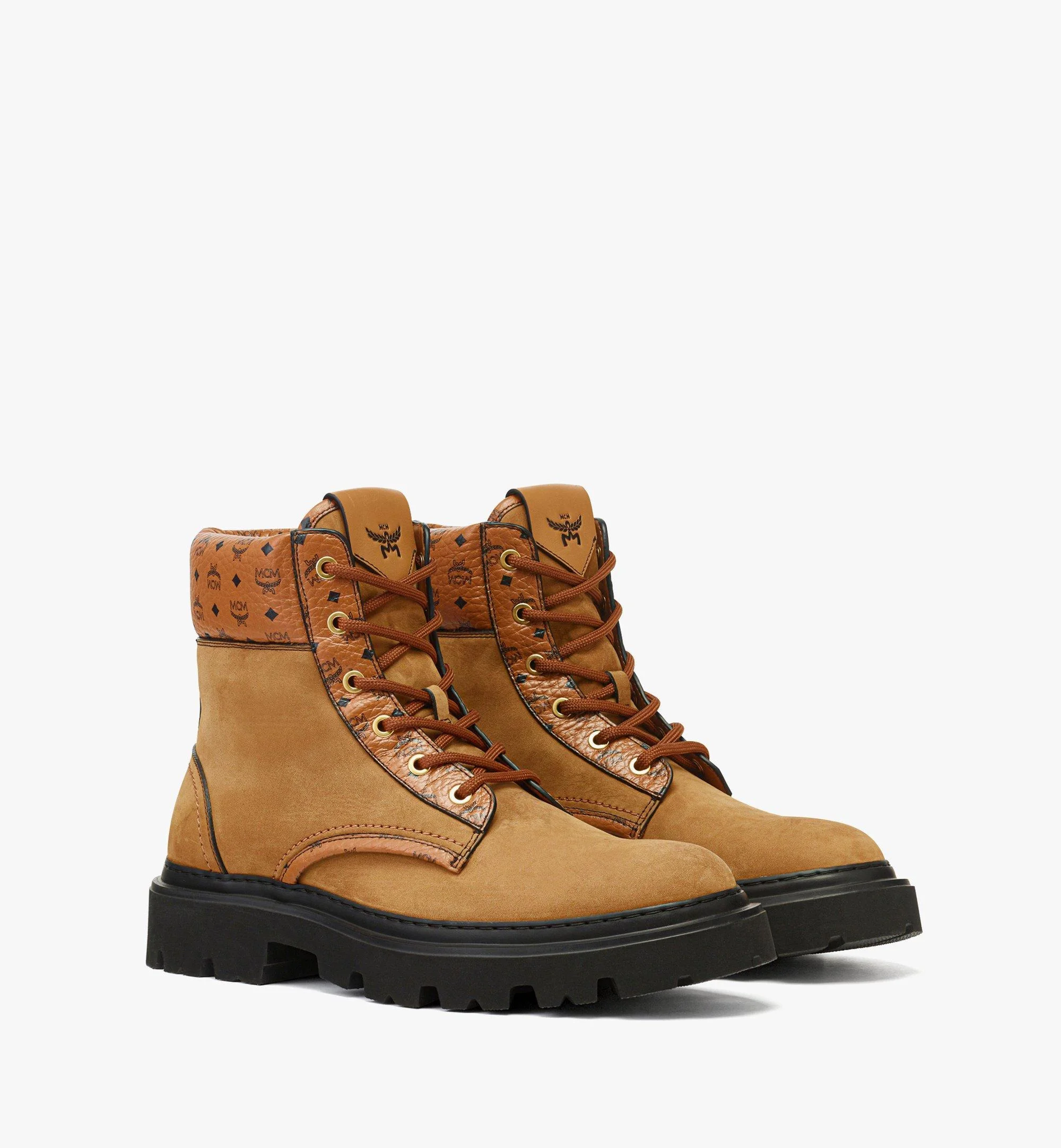 Ankle Boots in Nubuck and Monogram Print Leather - 1