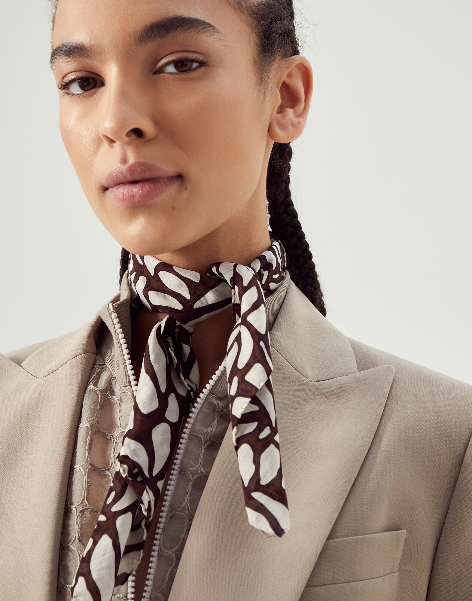 Cotton and silk ramage print foulard - 3