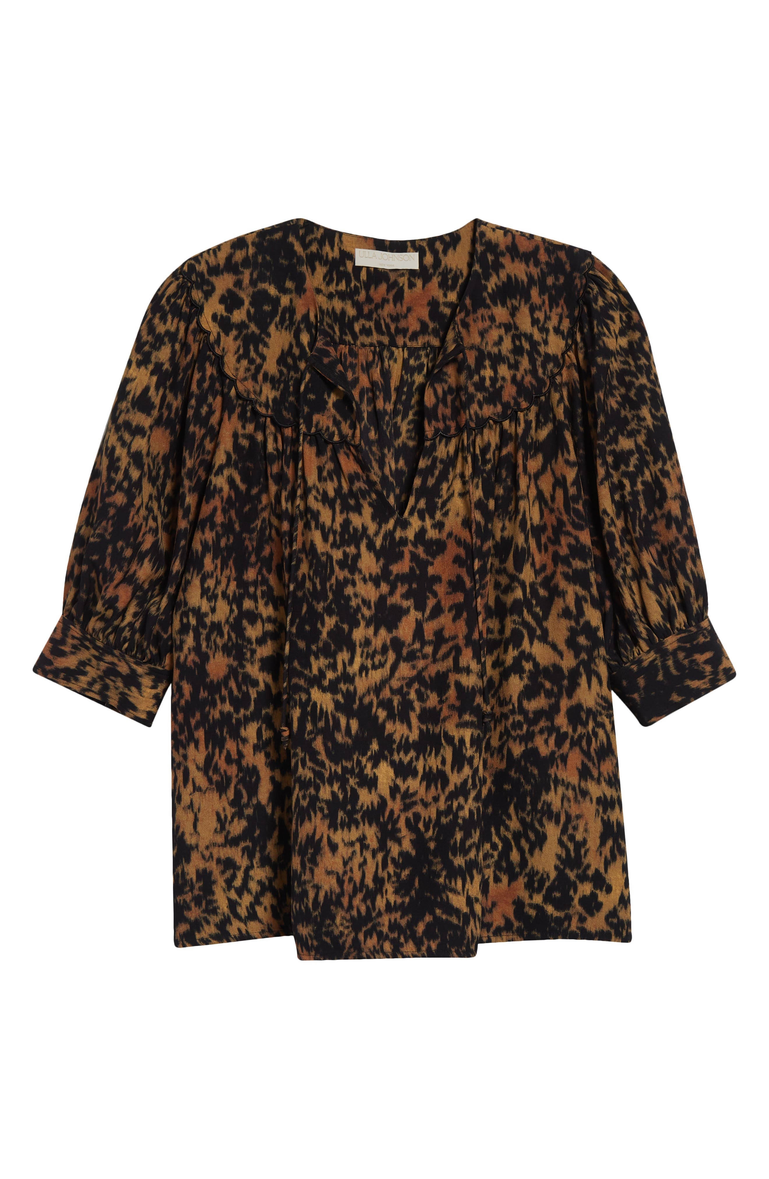 Ulla Johnson Blaire Leopard Print Short Sleeve Top in Savannah at Nordstrom - 5