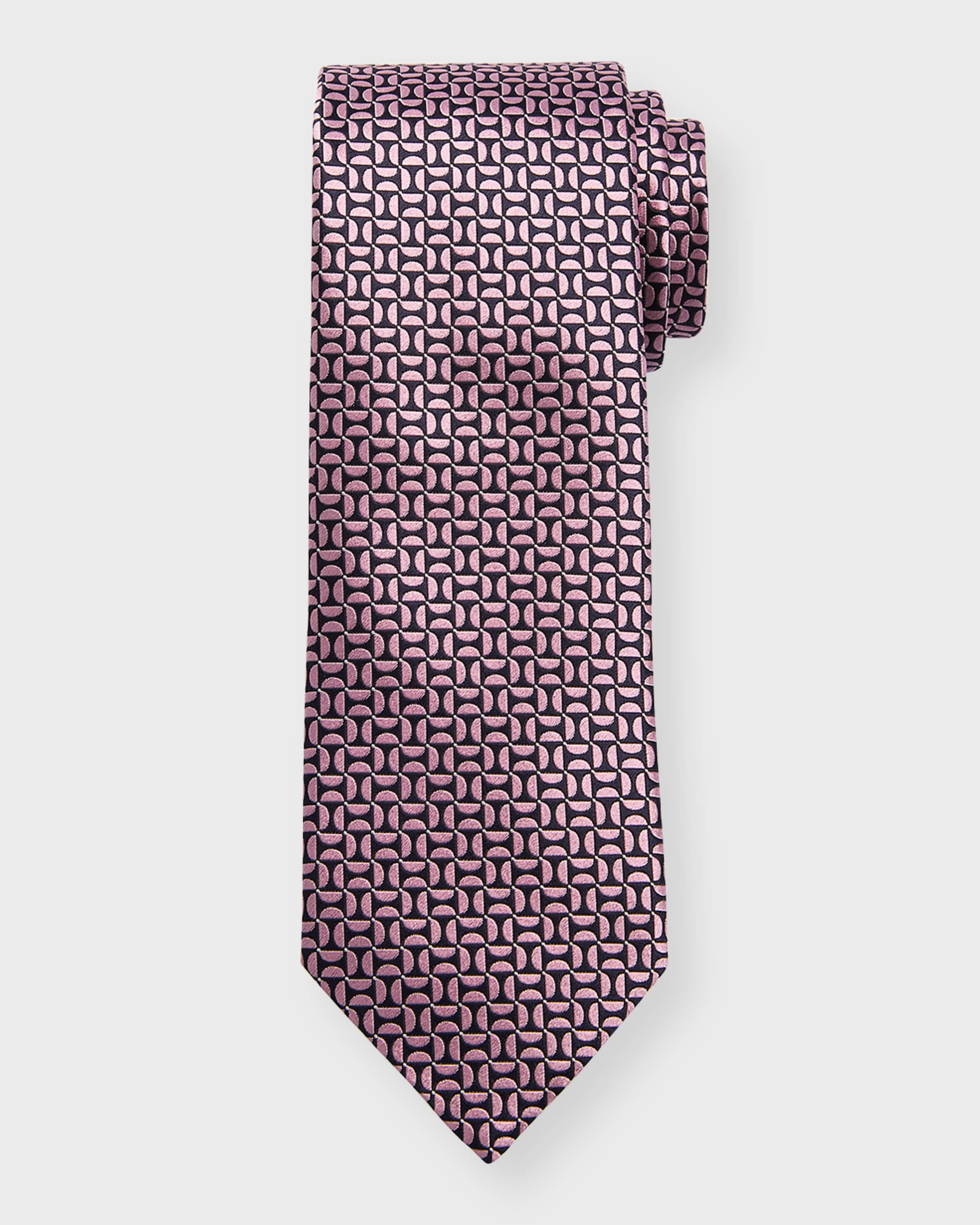 Men's Mulberry Silk Geometric Jacquard Tie - 1