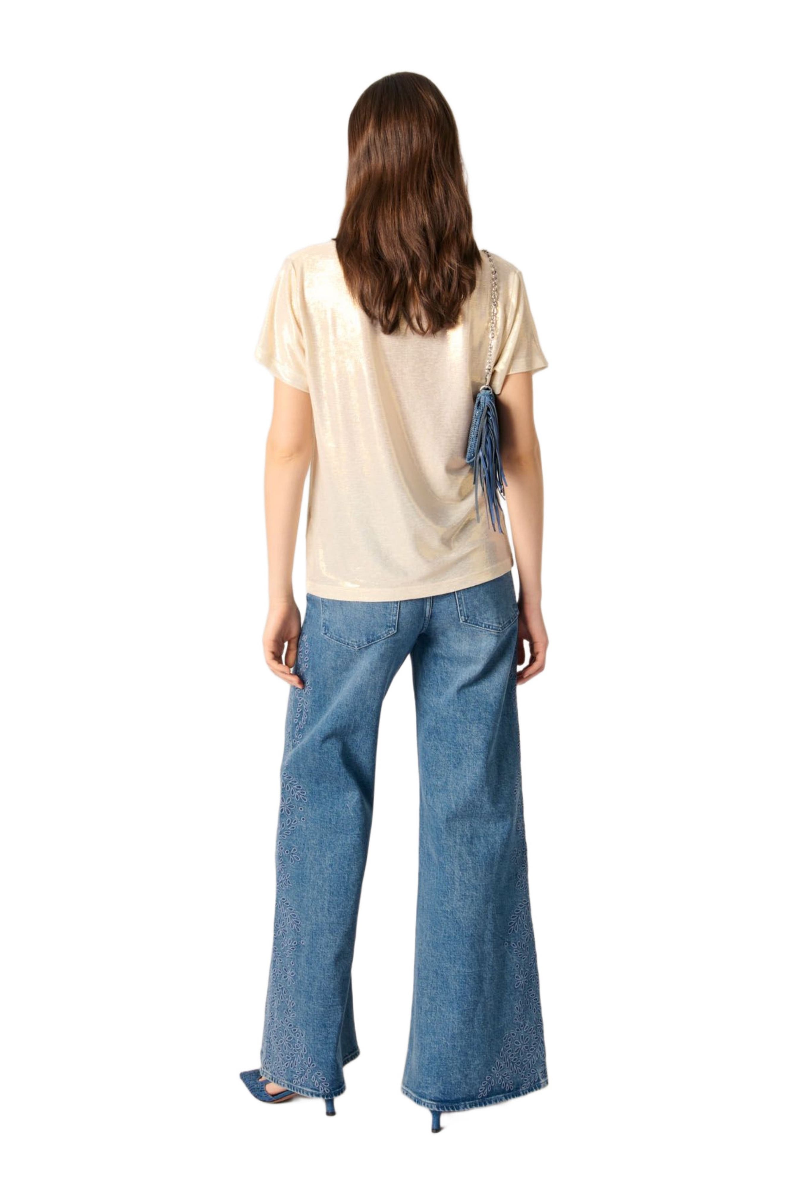 maje Metallic T-shirt in Gold at Nordstrom - 3