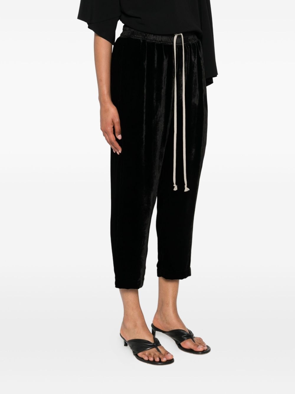 velvet drawstring trousers - 3