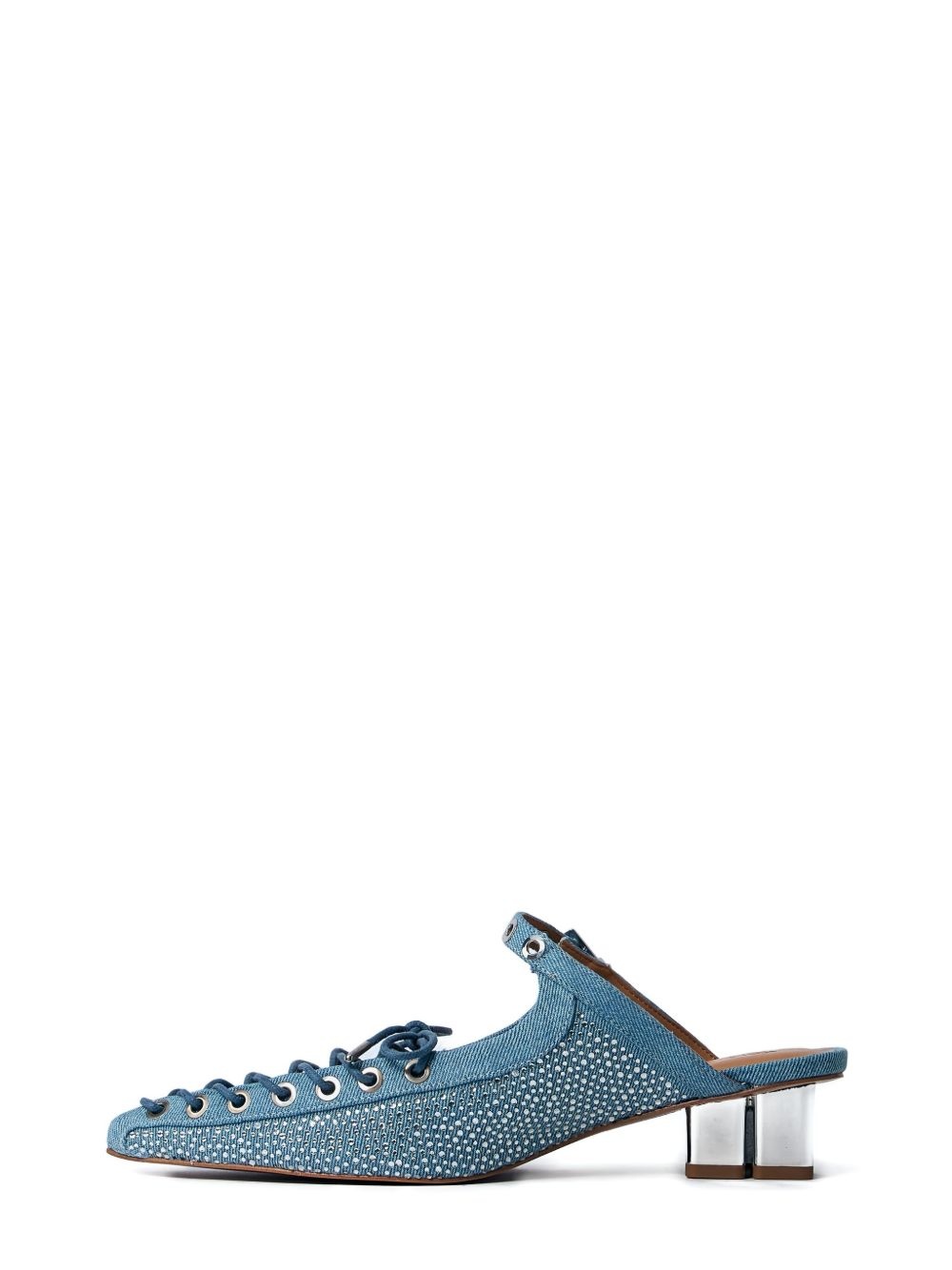 35mm denim-effect lace-up mules - 3