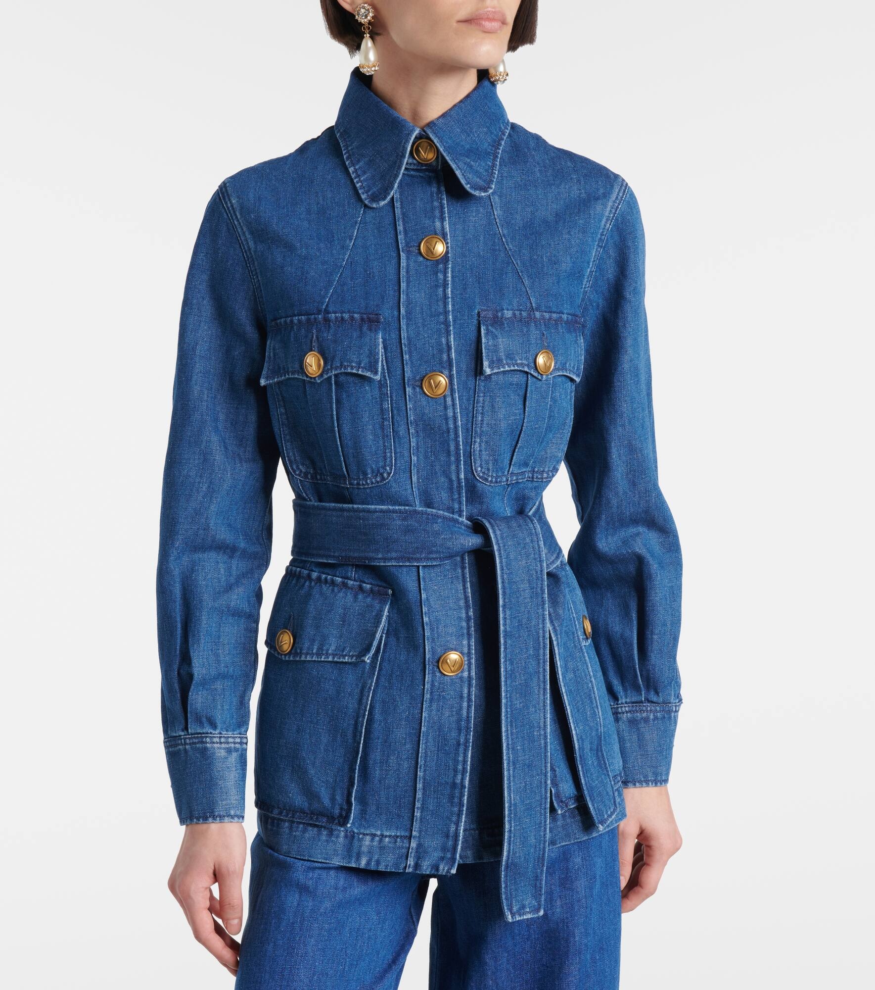 Belted denim jacket - 6