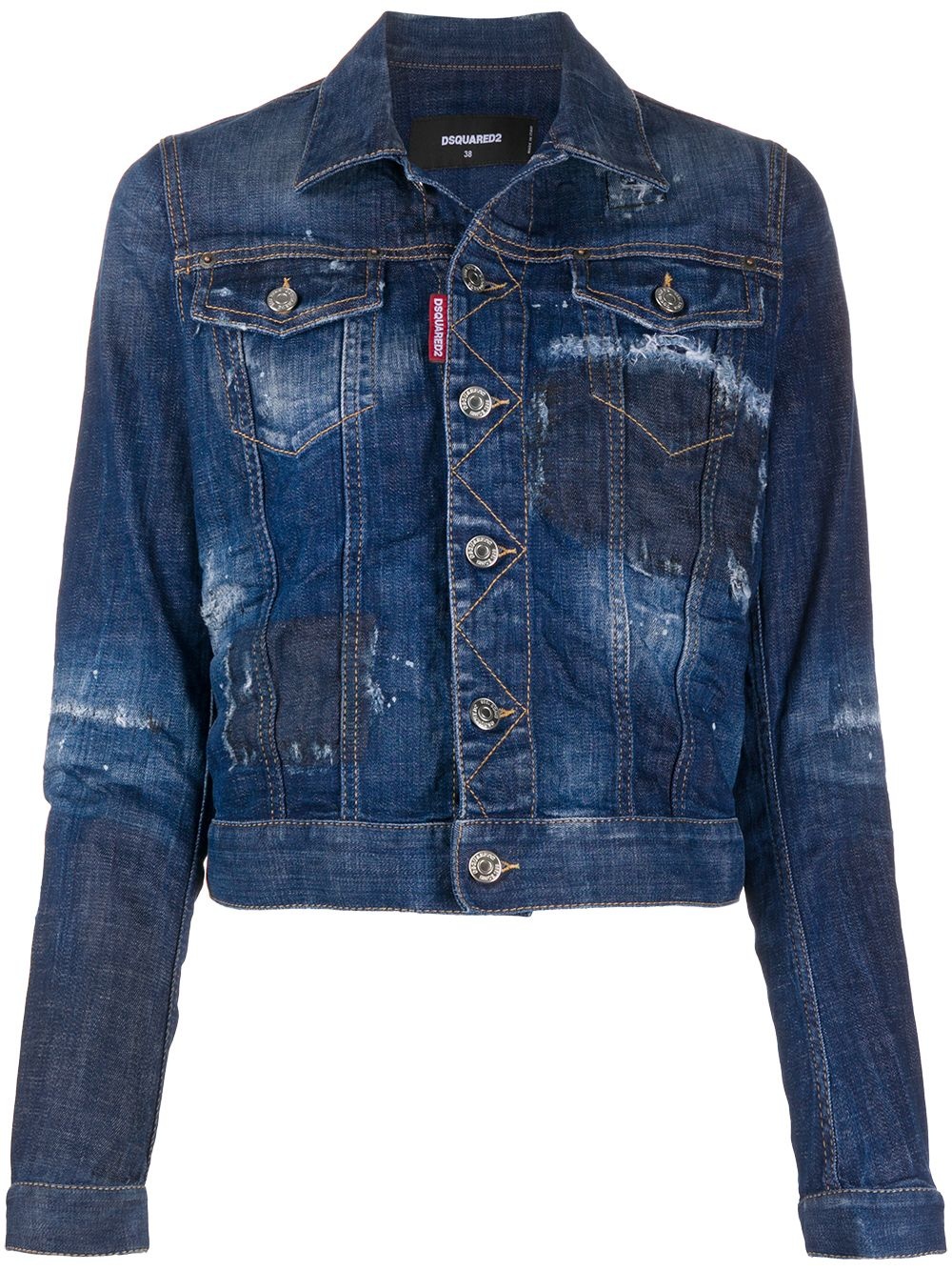 cropped distressed denim jacket - 1