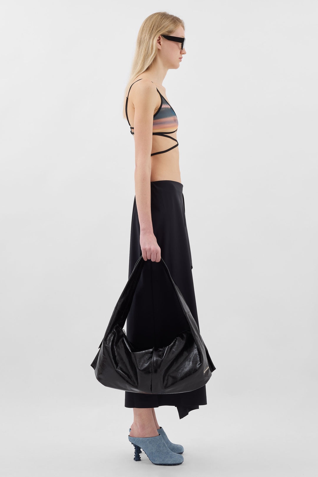 DRAPED TECH SKIRT / black - 3