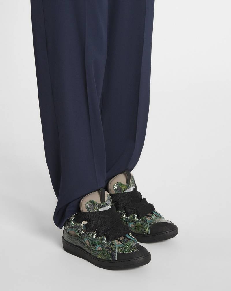 PYTHON PRINT LEATHER CURB SNEAKERS 3