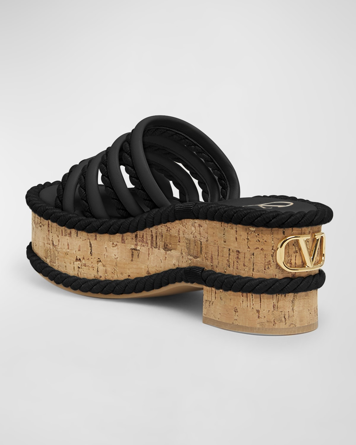 VLogo Leather Espadrille Platform Sandals - 4