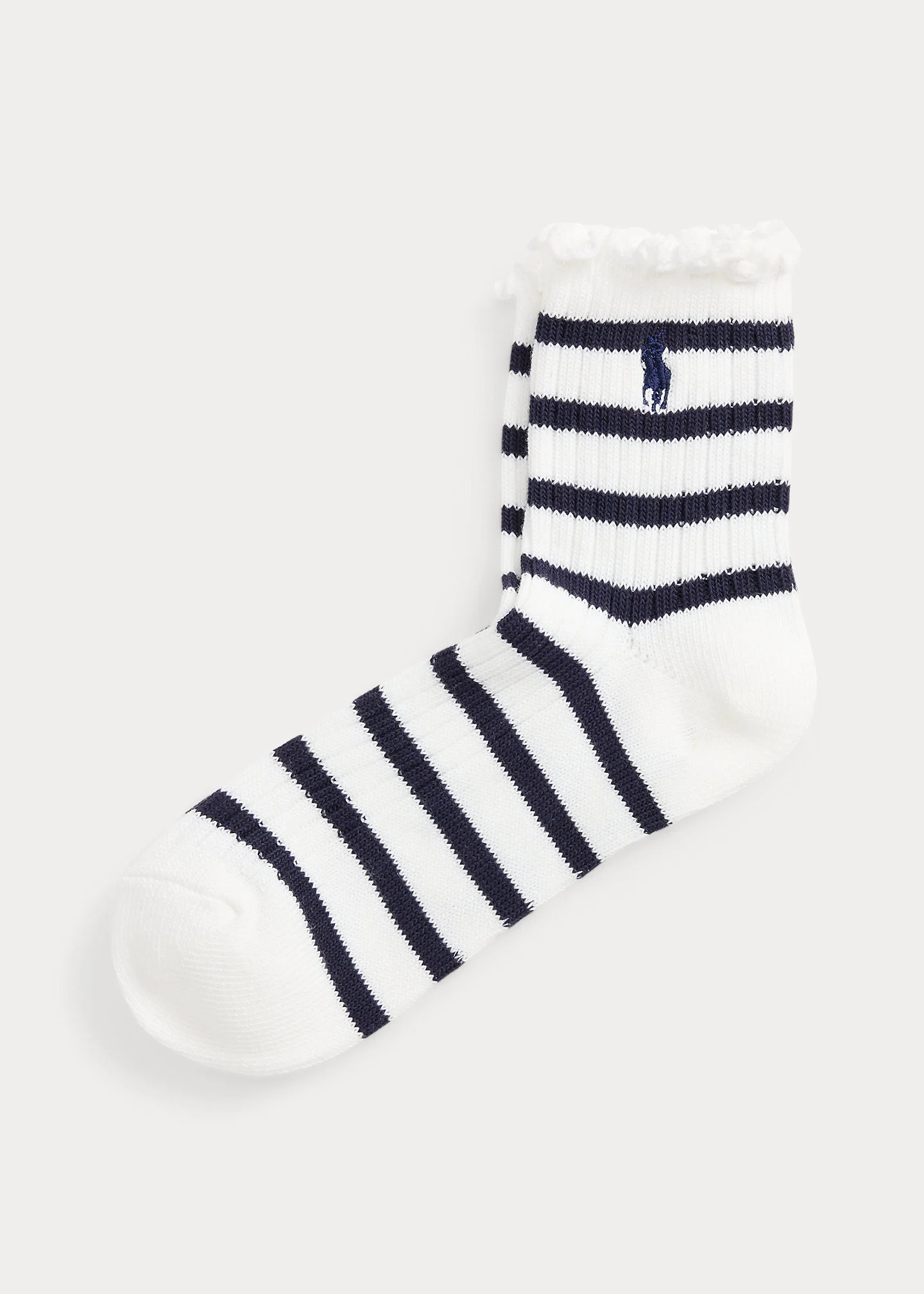 Striped Ruffled-Cuff Ankle Socks - 1