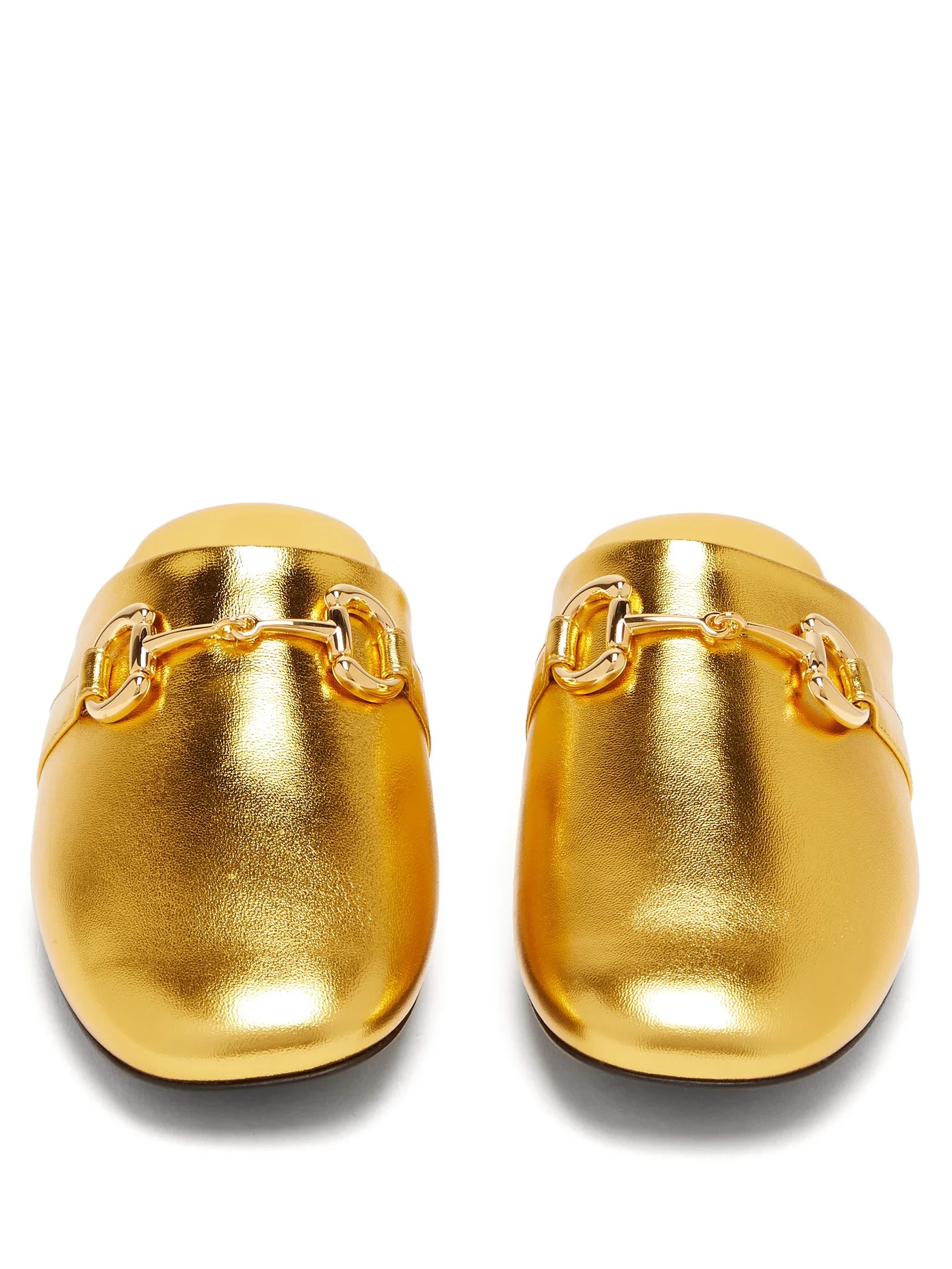 Pericles metallic-leather backless loafers - 5