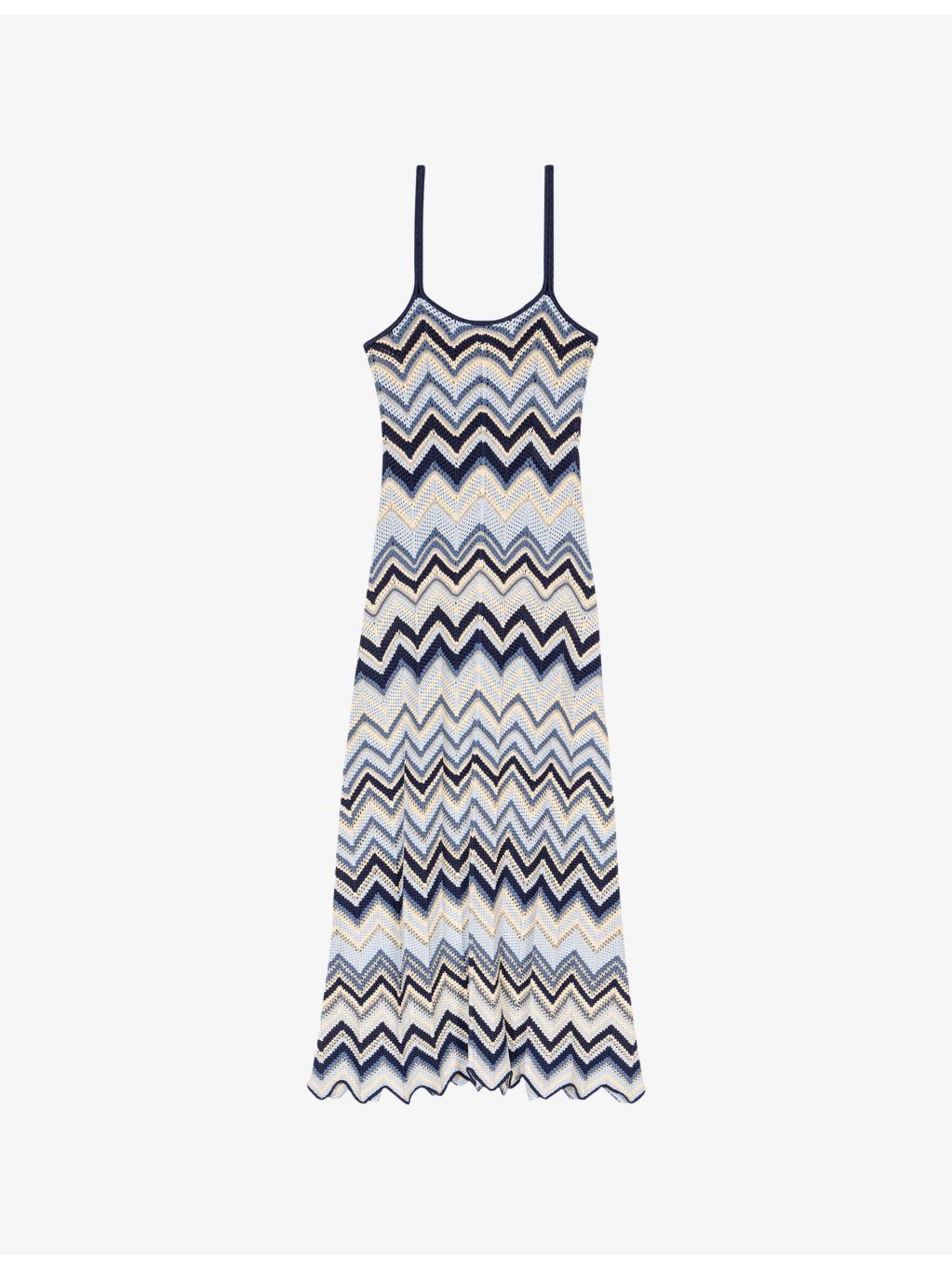 Zigzag-Pattern Crochet Knitted Maxi Dress - 1