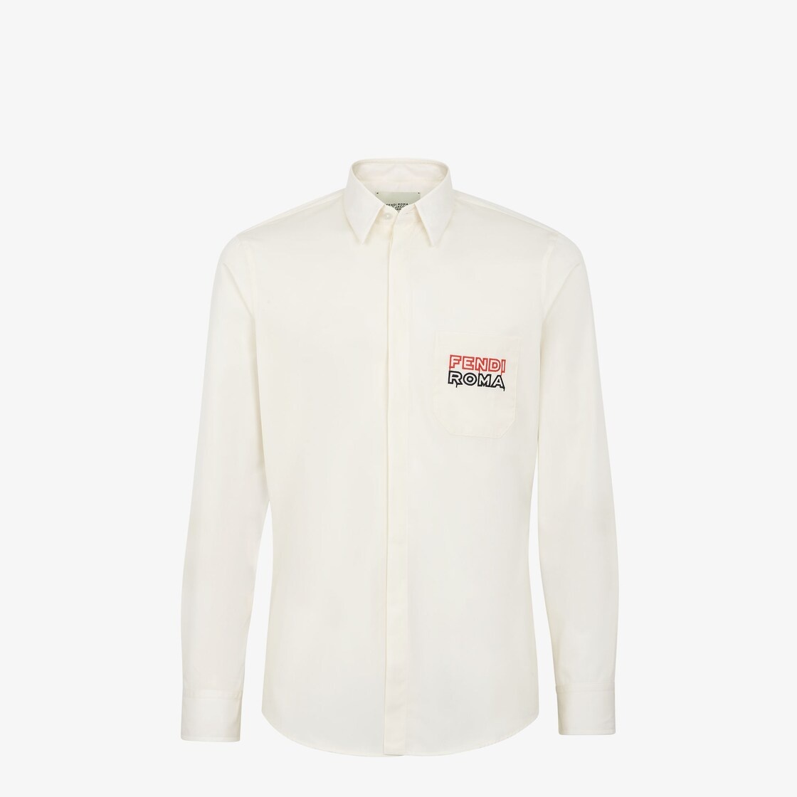 Regular-fit shirt with Italian-style collar and rounded hem. Concealed button closure. Made of white - 1