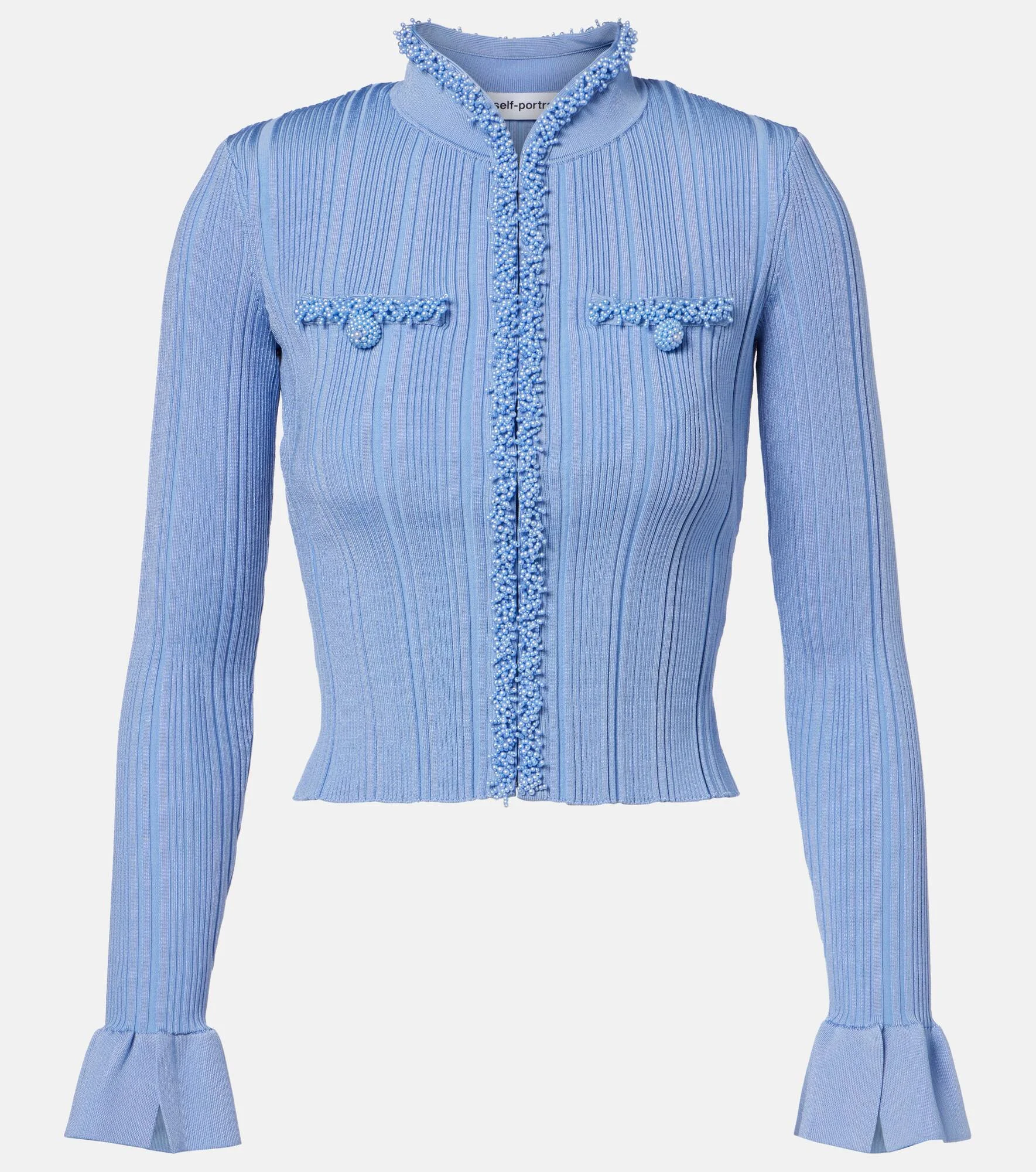 Beaded ribbed-knit cardigan - 1