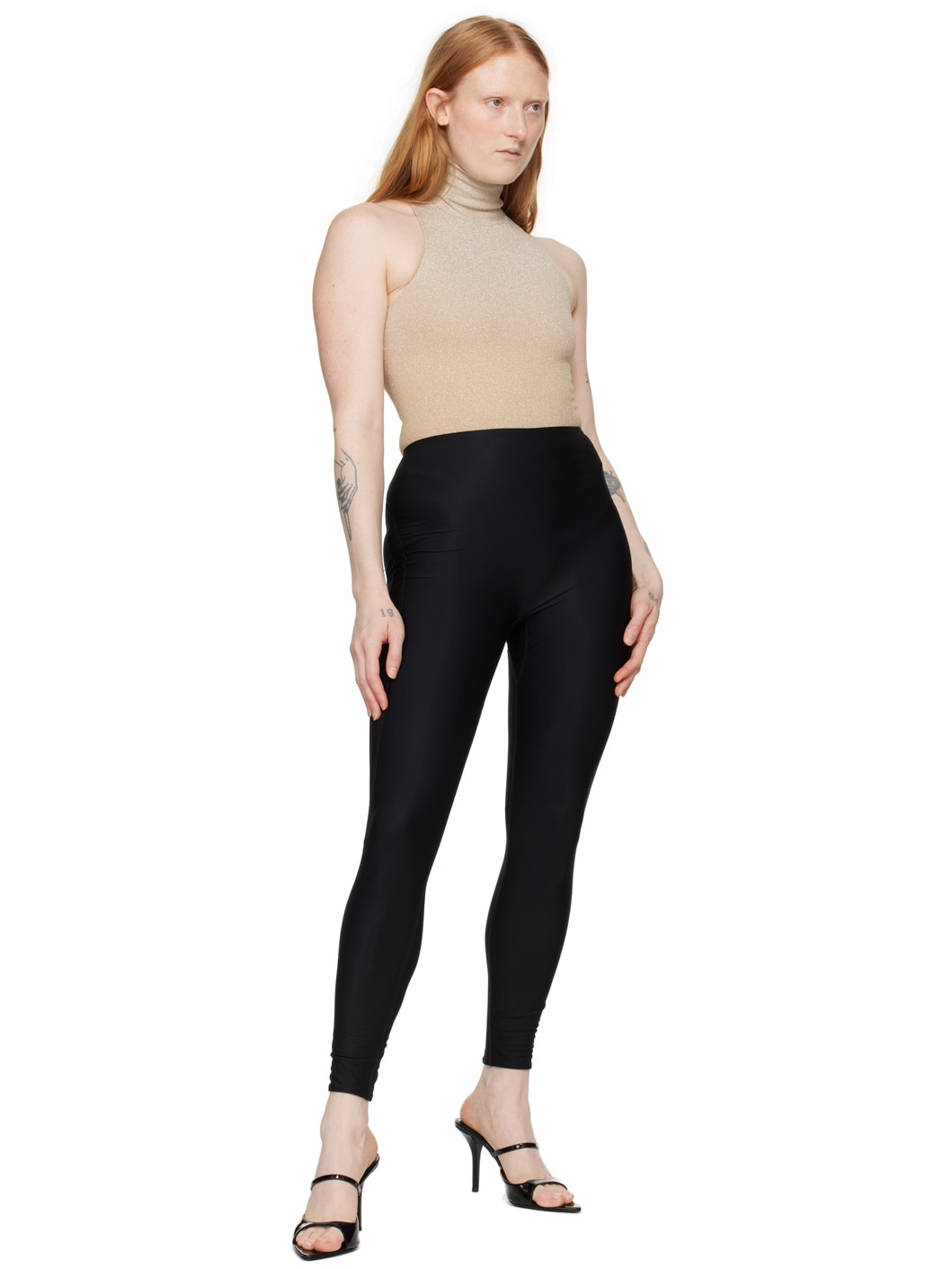 Beige Fading Shine Bodysuit - 5