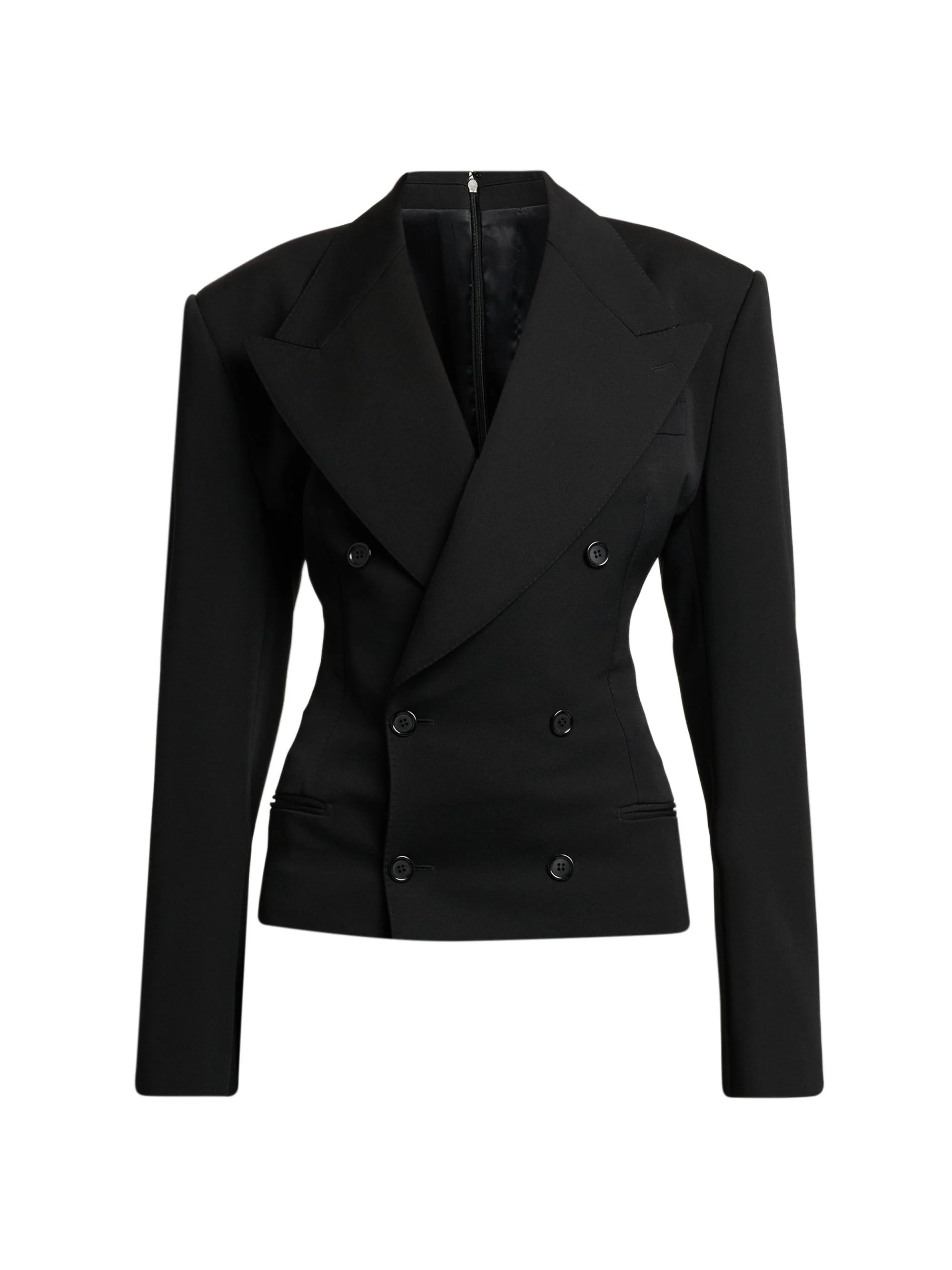Women's Wool Double-Breasted Blazer - Nero - 1