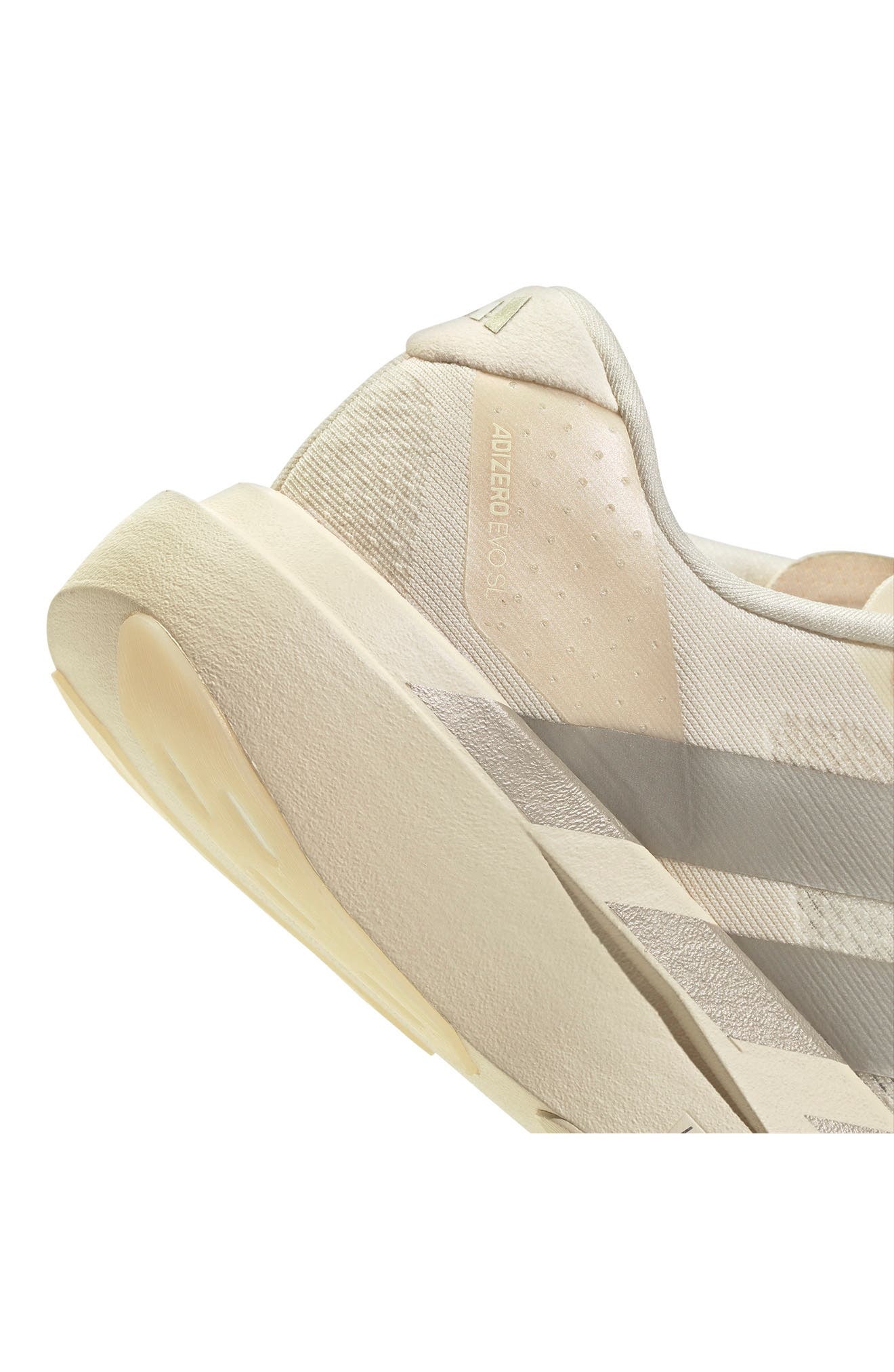 adidas Adizero Evo SL Running Shoe in White/Cyber Metallic/Vanilla at Nordstrom - 9