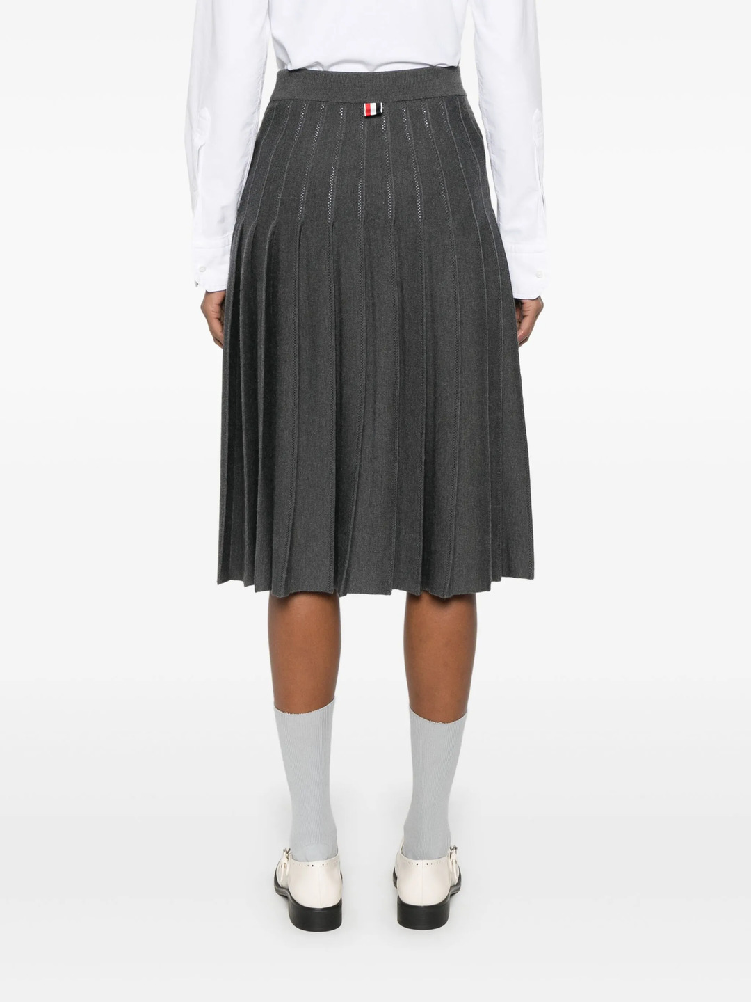 Wool Silk Pointelle Pleated Skirt Women - 4