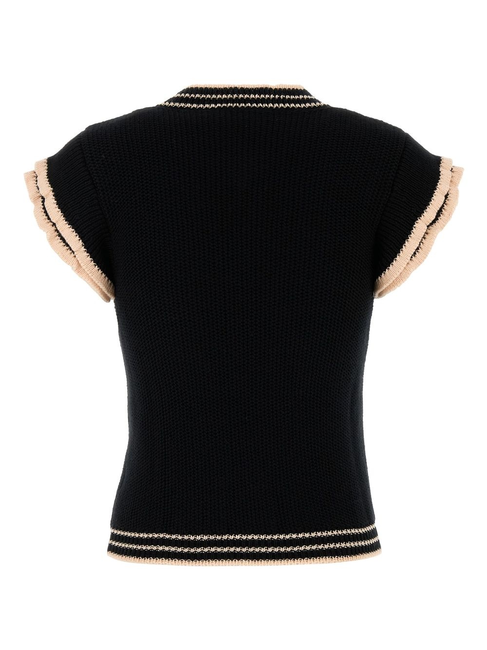 striped-border vest - 2