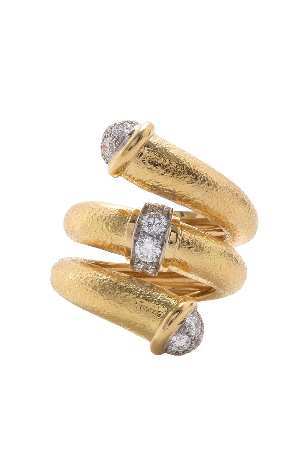 Diamond Tip Hammered Pipe Ring - 1