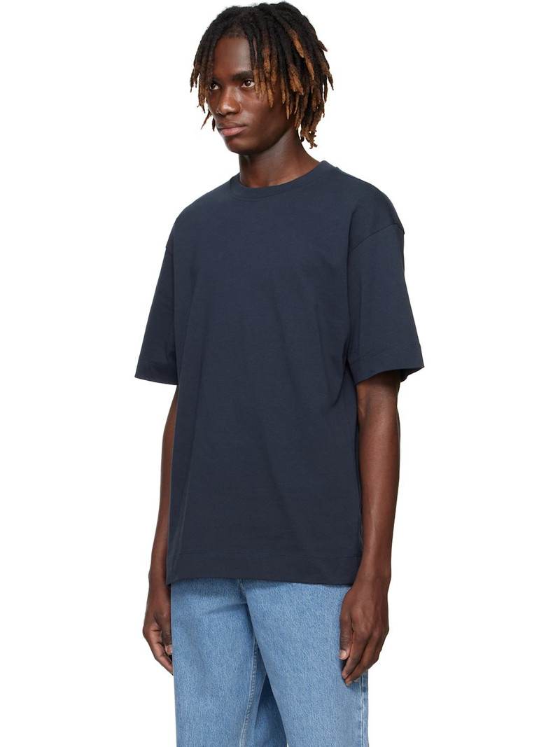 Dries Van Noten Navy Boxy Cotton T-shirt outlook