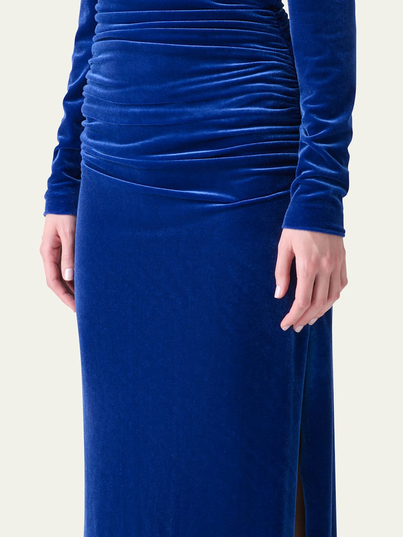 Velvet Off-the-Shoulder Draped Gown 5