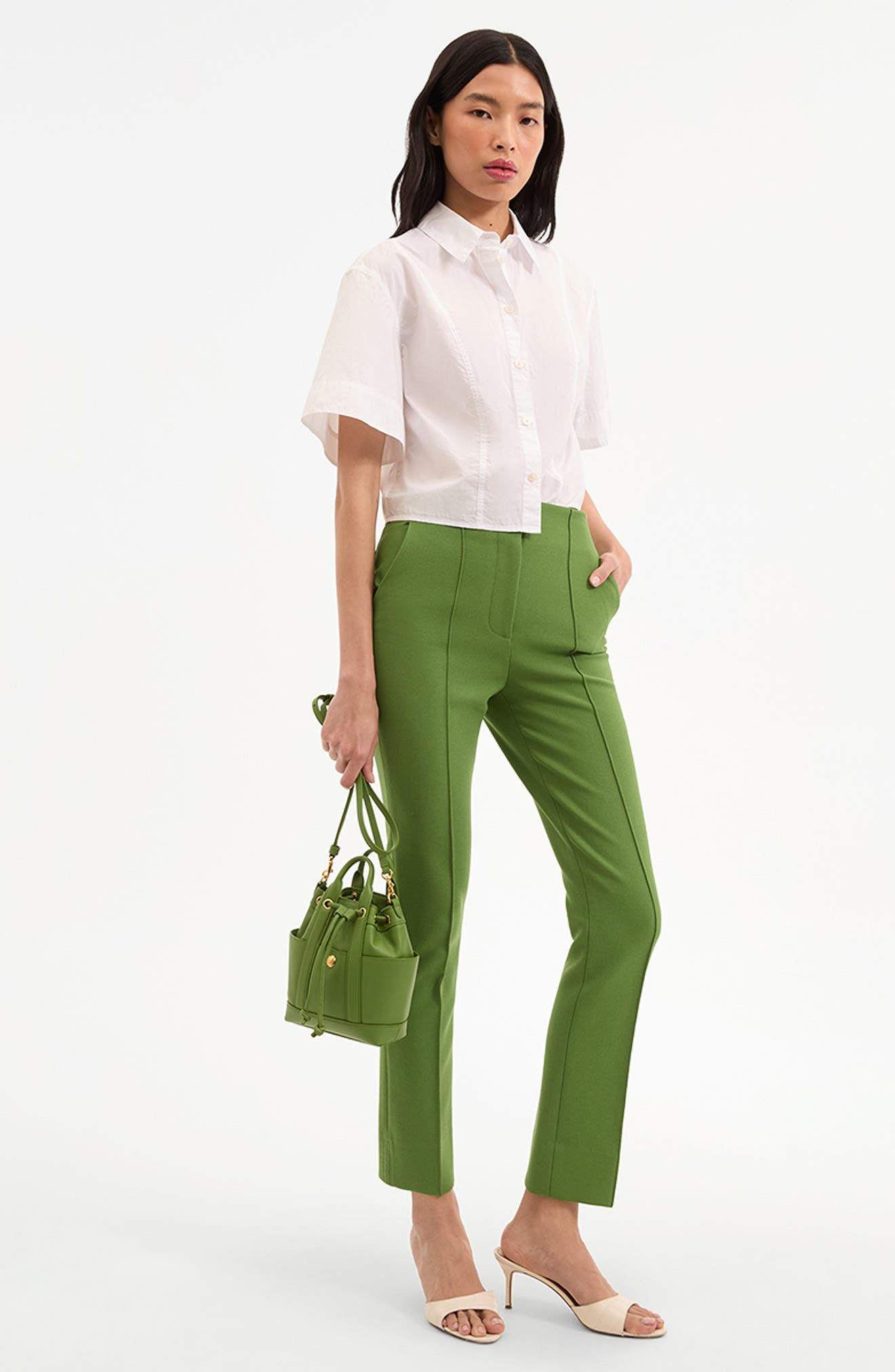 Veronica Beard Mini Goody Leather Bucket Bag in Lemongrass at Nordstrom - 6