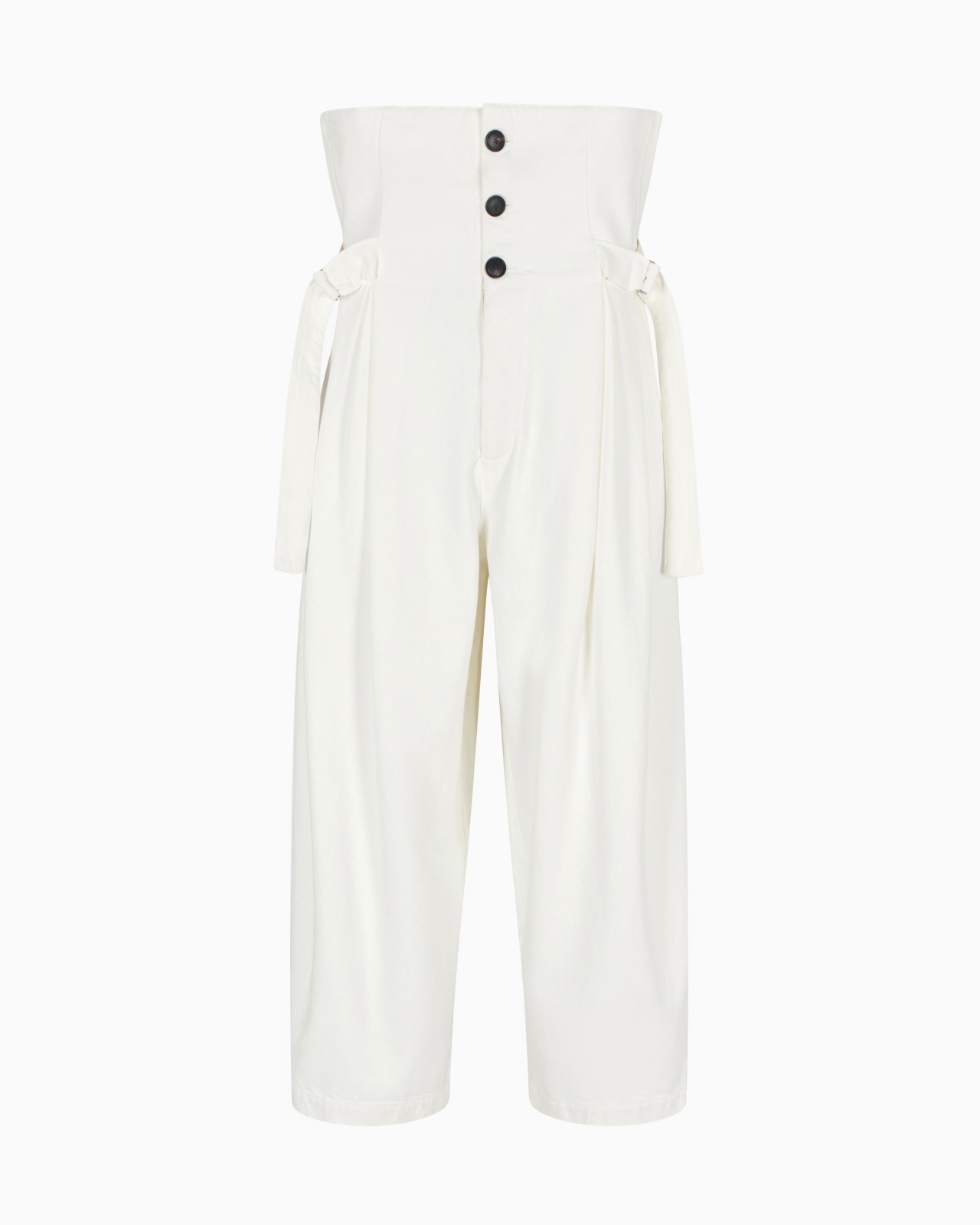 DESTROYED-EFFECT CANVAS TROUSERS WITH PEPLUM - 1