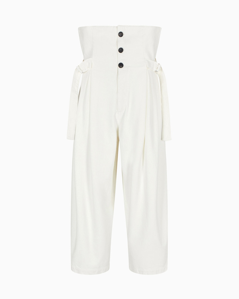 DESTROYED-EFFECT CANVAS TROUSERS WITH PEPLUM 1