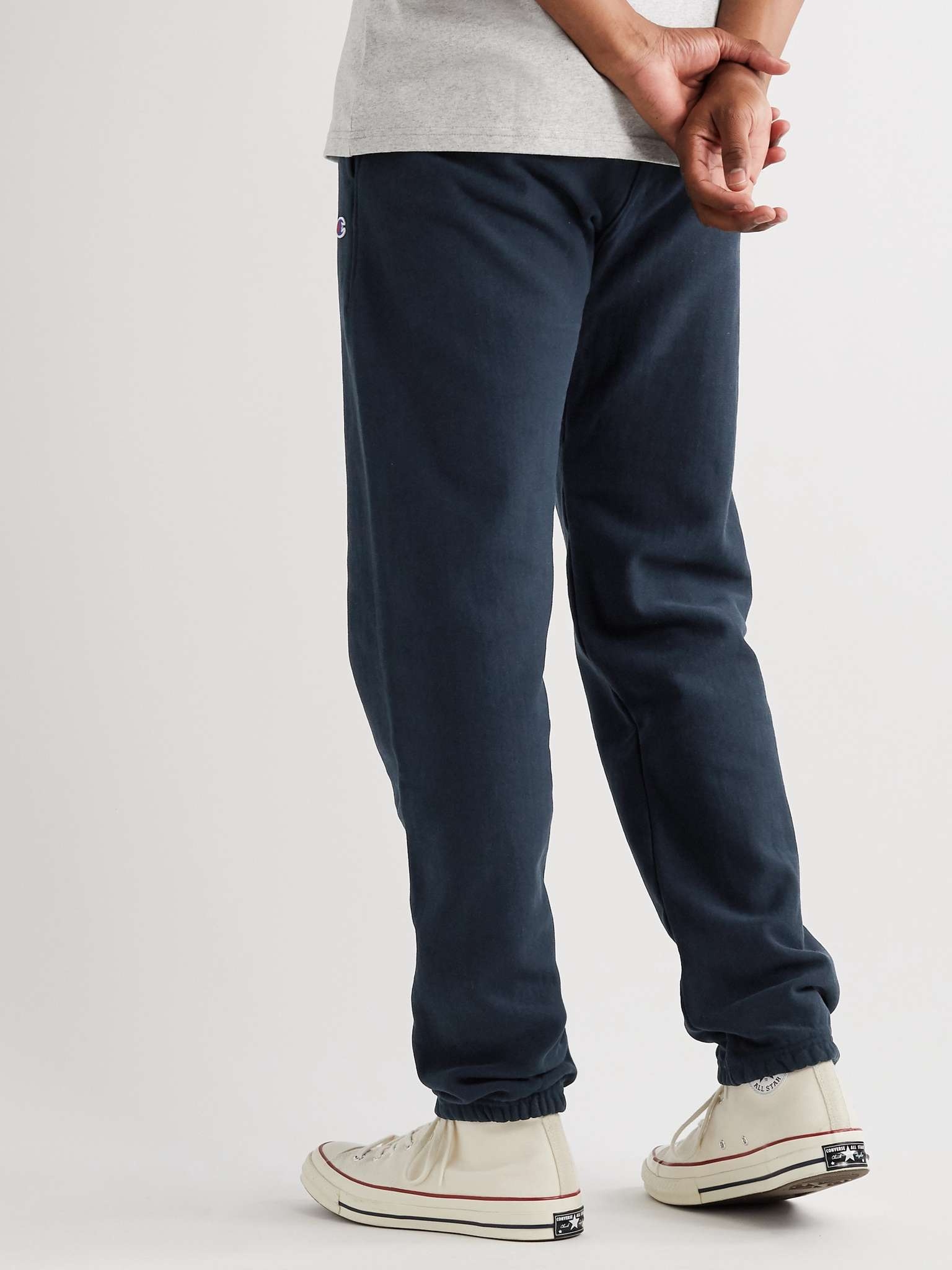 Slim-Fit Melange Fleece-Back Cotton-Blend Jersey Sweatpants - 9