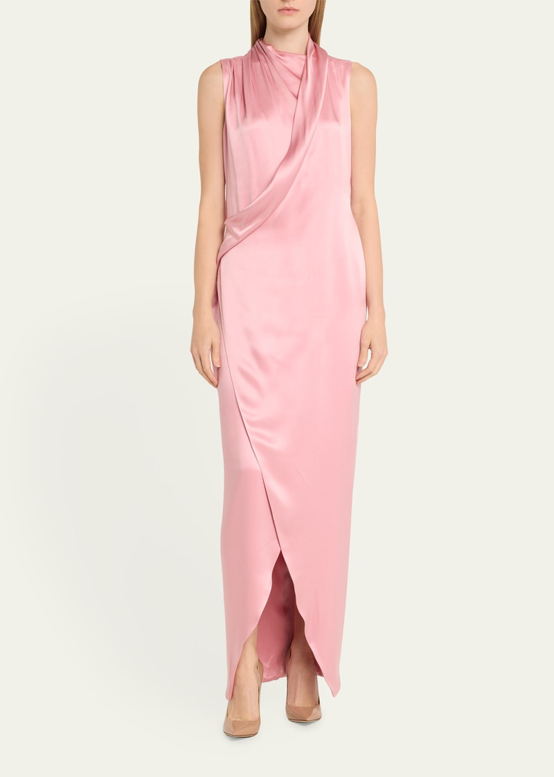 GIORGIO ARMANI Draped Cowl-Neck Silk Gown outlook