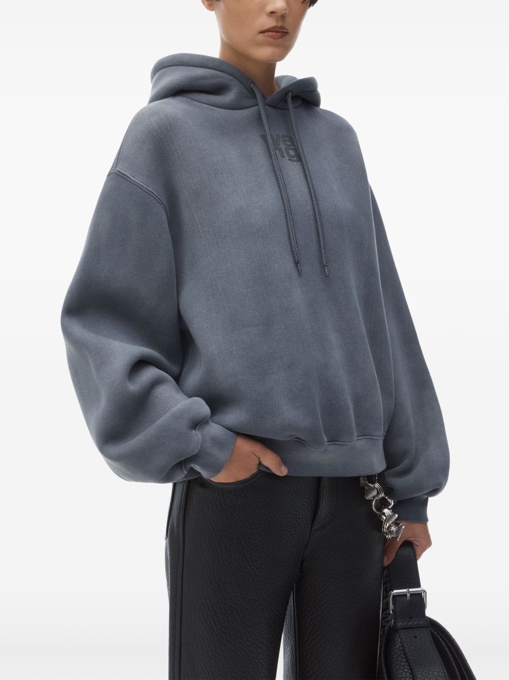T BY ALEXANDER WANG - Women Essential Terry With Puff Paint Logo Hoodie - 2