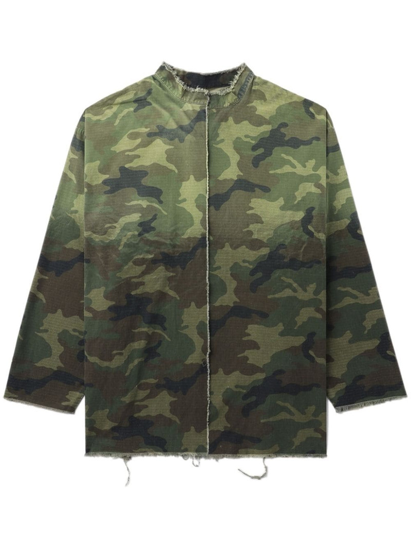 camouflage-print distressed-hem jacket 1