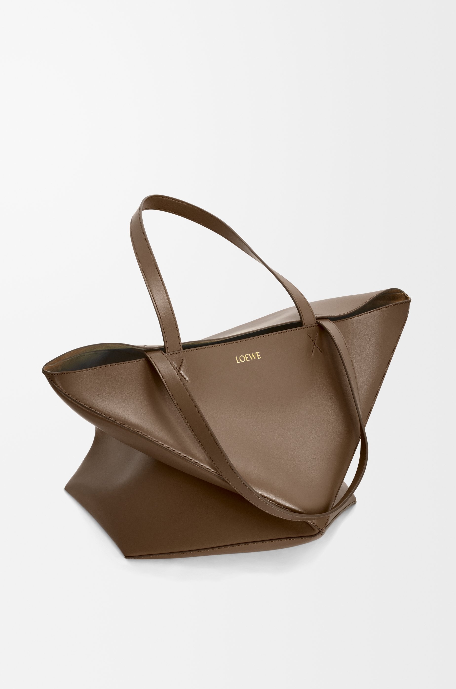 Large Puzzle Fold Tote in shiny calfskin - 3